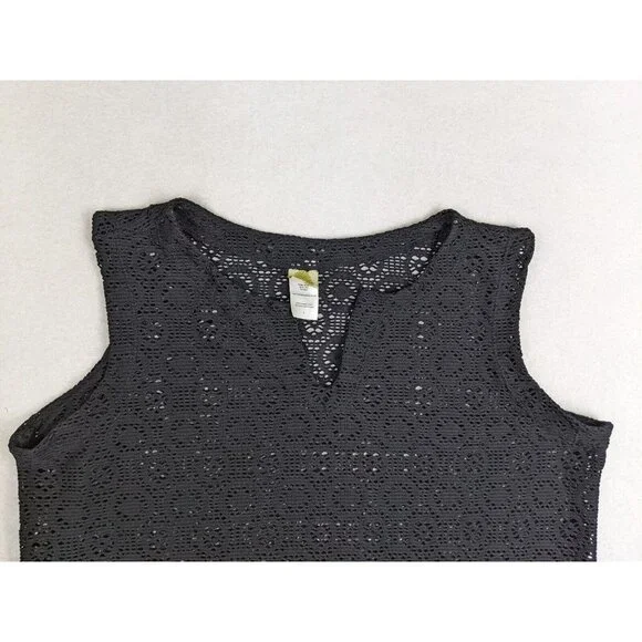 ISLANDER - WOMEN'S BLACK SHEER LACE TANK TOP TUNIC - SIZE L - Picture 3 of 6